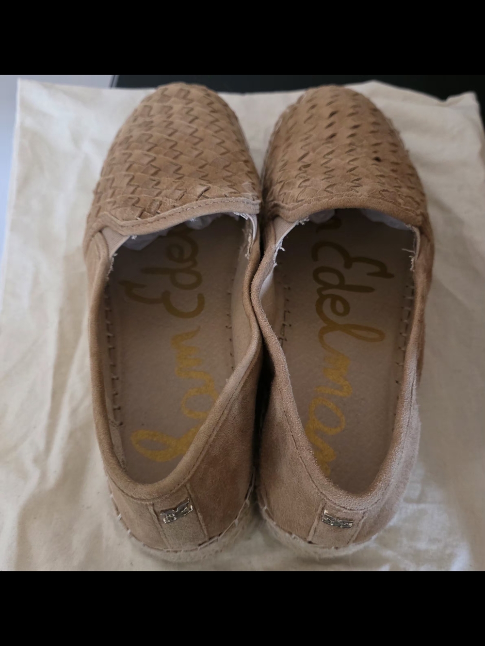 Sam Edelman Leather Woven Tan Slip-On Loafers